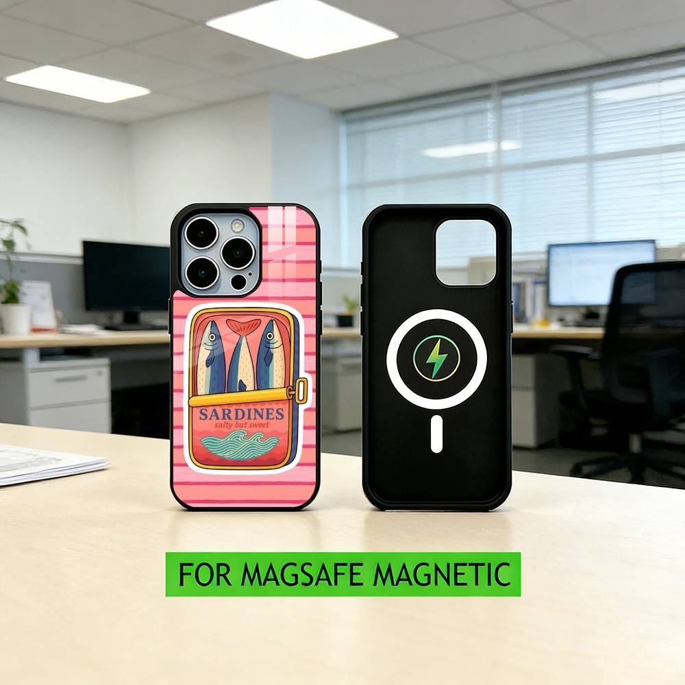 S-Sardines F-Fish Art Phone Case For iPhone17,16,15,14,13,12,11 Plus,Pro Magnetic For Magsafe Wireless Charging