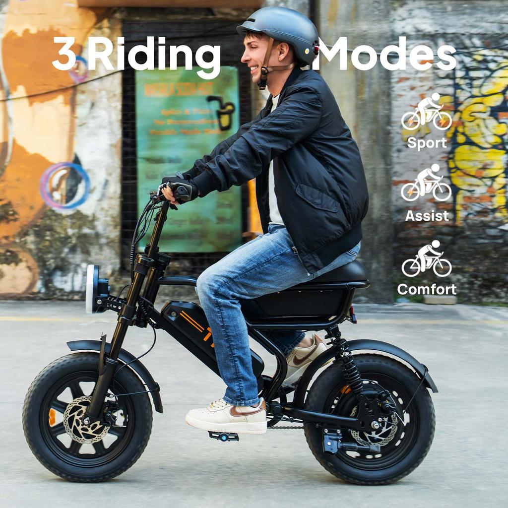 Bicicletta Elettrica URLIFE T16 45KM/H Motore 500W Batteria 48V/13AH E-Bike da Montagna per Esterni Pneumatico 16*3.0" Fuoristrada Bicicletta Elettrica
