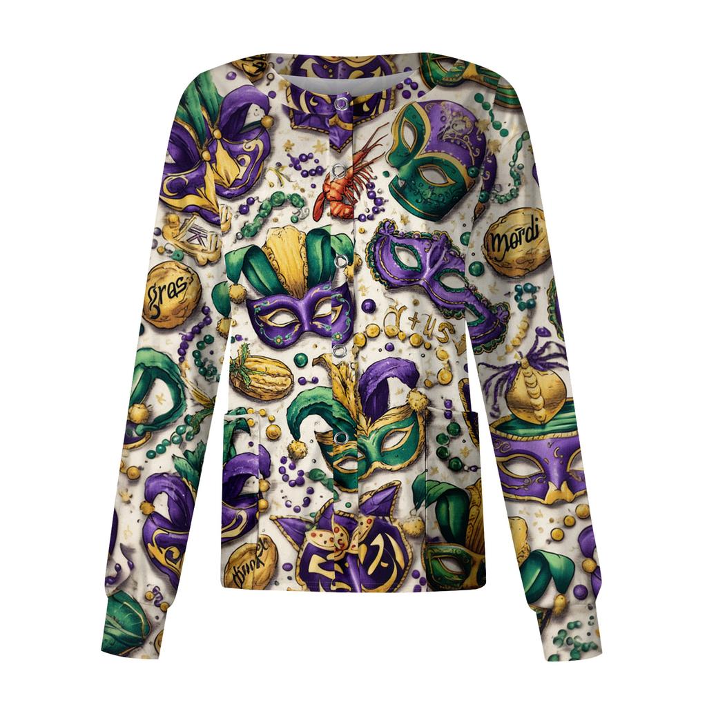 Women's Casual Long Sleeve Single Breasted Printed Dry- Top