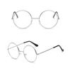 Retro Metal Non Diopter Fashionable Round Frame Transparent Lens Glasses