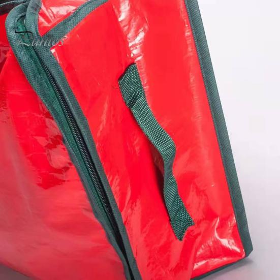 Christmas Wrapping Paper Storage Bag Durable Soft PE Woven Fabric Gift Wrap Storage Pouch with Flexible Partitions and Pockets