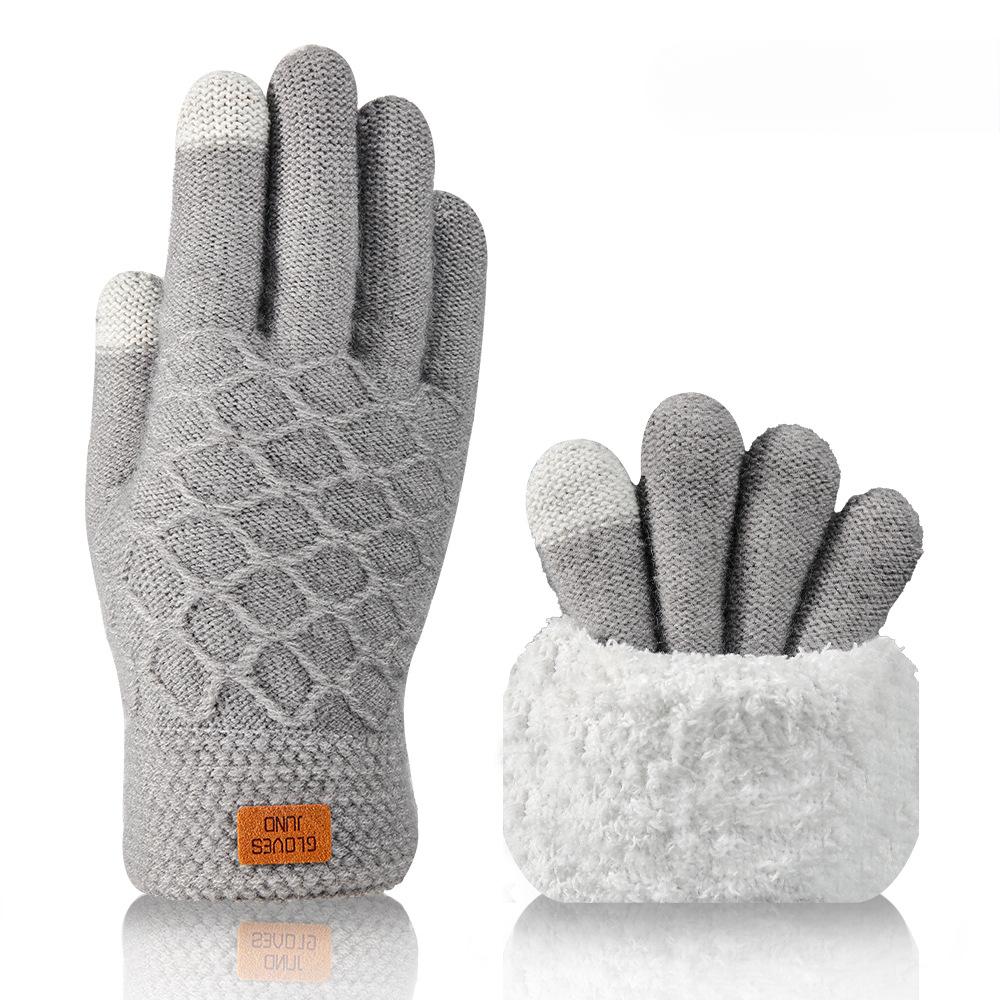 

Перчатки для сенсорных экранов Зимние теплые и холодостойкие перчатки Двухслойные бархатные толстые перчатки Мужские черные шерстяные перчатки Велосипедные вязаные перчатки one size