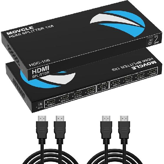 HDMI Splitter 1 in 4 out Full Ultra HD 1080P 4K/2K 1X4 Port Box Hub with US Adapter v1.4 Powered Certified for 3D Support