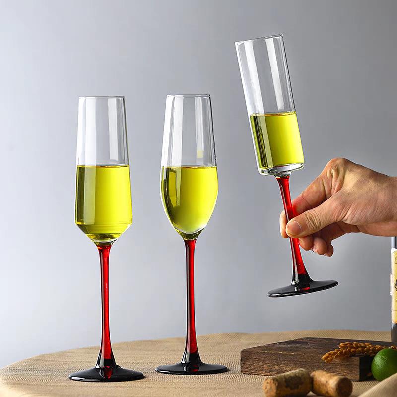 Christmas red rodblack rod champagne glass feeling slightly drunk glass red wine glass tall cocktail glass sparkling wine glass