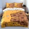 Cute Capybara Cartoon Yellow Bedding Set Bedding Set (1 Duvet Cover, 2 Pillowcases, Duvet Not Included)