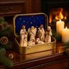 Hand Painted Nativity Manger Scene Kit Holy Family Pocket Nativity Figurine Set  Table Decor