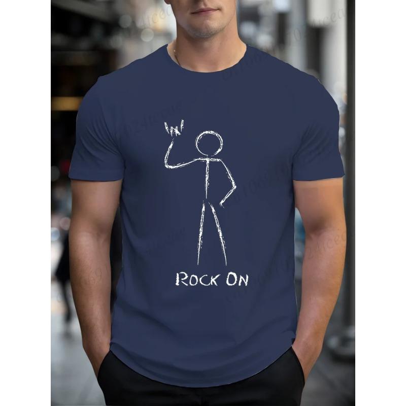 Cotton Rock On Printed Men's T-Shirt, Soft & Breathable O-Neck Short Sleeve Tee, Unisex Funny Style T-Shirts, Music Lover Tshirts