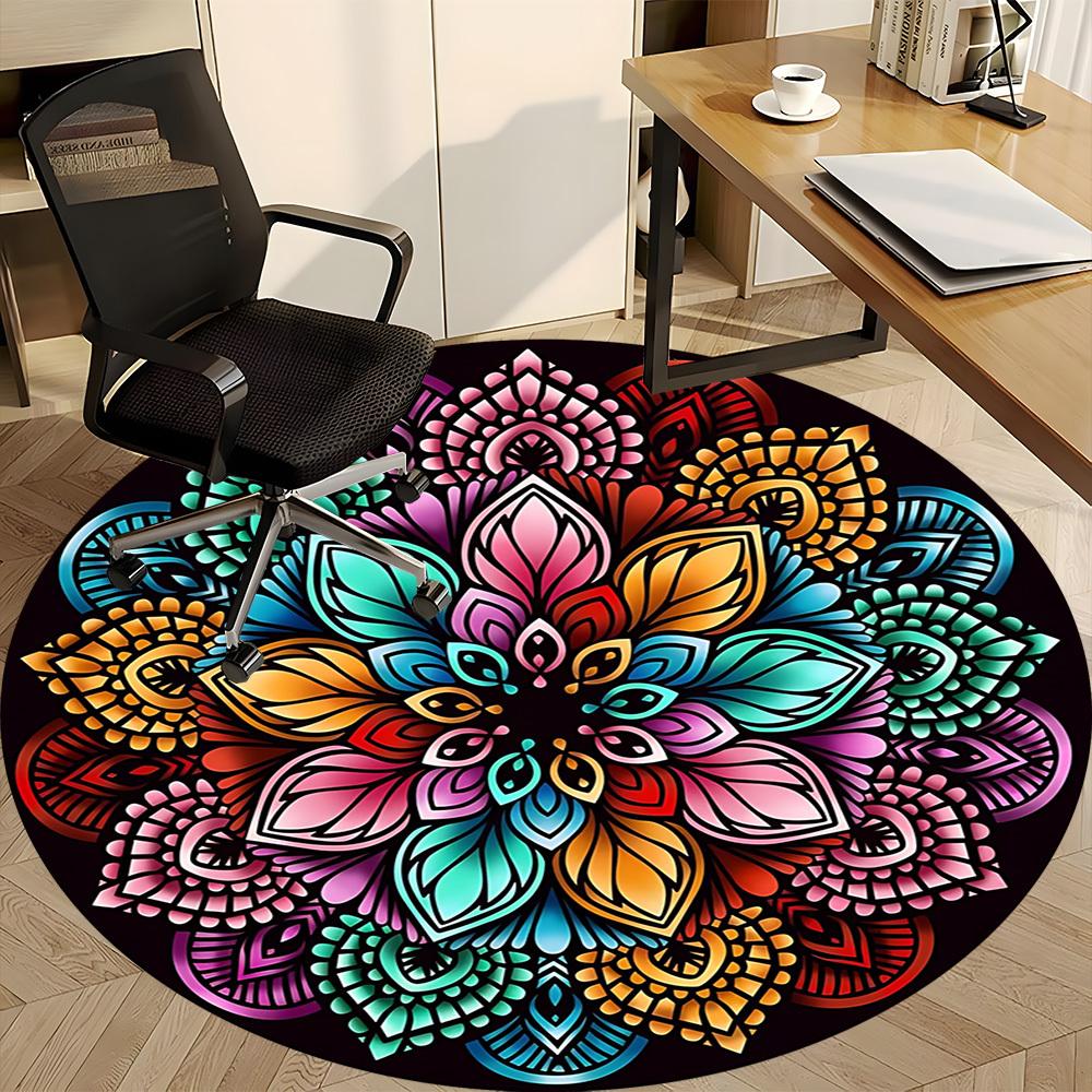 1 Stuhlteppich mit Mandala-Muster für Büro, weich, rutschfest, aus Polyester, geeignet für Büro, Eingangsbereich, Wohnzimmer, Schlafzimmer