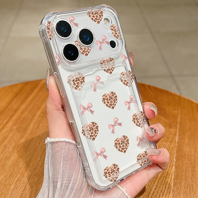 

Кишеня для карт Чохол для телефону з ТПУ Для iPhone 17 Pro Air 16e 16 15 14 13 Pro Max 12 11 Кольоровий візерунок у формі серця М яка задня кришка iPhone 15 Pro Max
