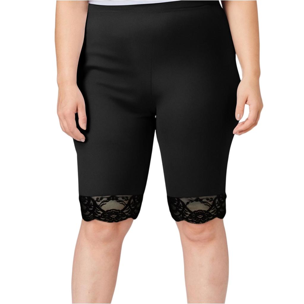 Women's Fashion Large Solid Color Shorts Lace Splicing Bottom Pants With Elastic Waist Sports And Leisure Pants