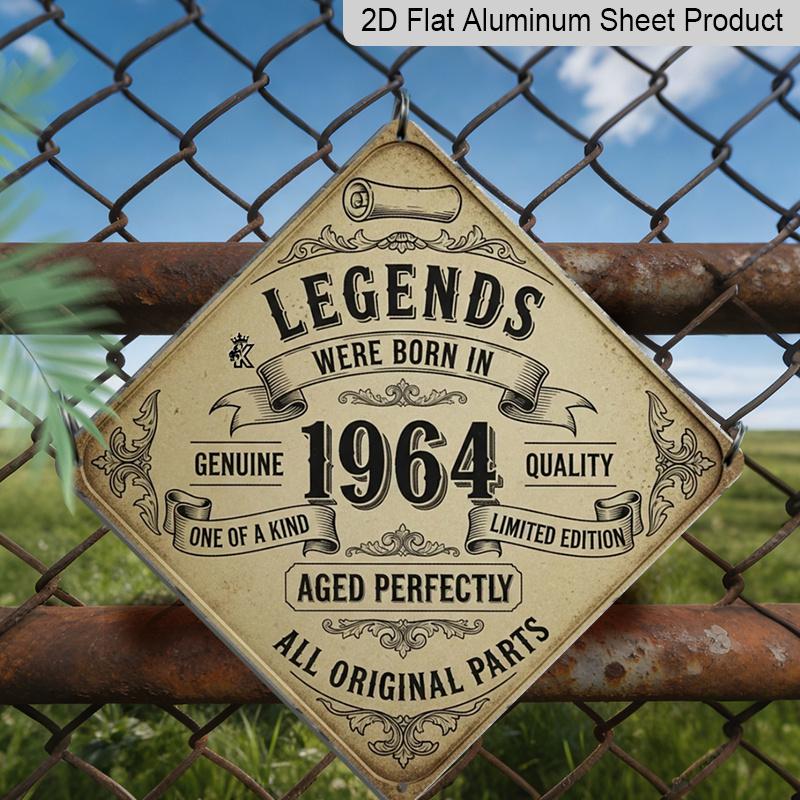 

2D Flat, 1pc Vintage Aluminum Wall Sign Suitable for Legends Born in 1964 - Retro Industrial Plaque with 1964 Birth Year, Decorative Panel for Home 20*20cm