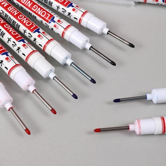 Extra-Long Tip Marker Pen Fine Line Woodworking Tile Metal Marker for Deep Hole & Plumbing Oil-Based
