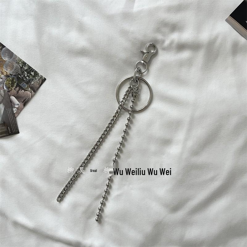 Jedwabna Apaszka z Kwiatem Nerkowca i Skórzany Pasek z Łańcuchem - Damski Styl Niszowy Hip-Hop do Dżinsów i Spódnic