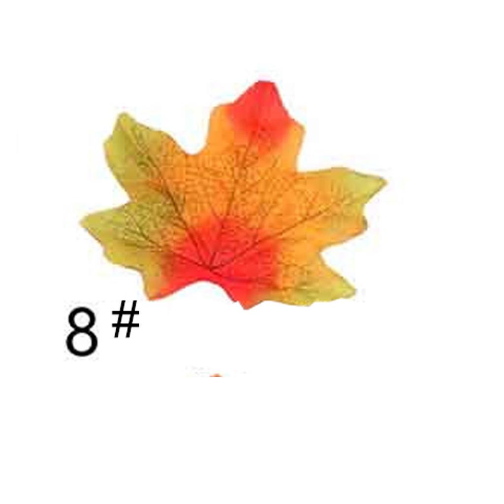 200pcs Artificial Maple Autumn Leaves Plastic Fake Leaves Fake Autumn Maple Leaves Halloween Holiday Wedding Party Decoration