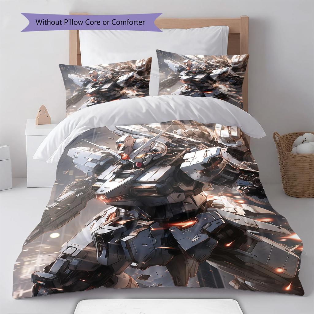 Gundam Dynamic Action Pose Bedding Set Anime Duvet Cover Polyester Soft Comforter Set -QJY