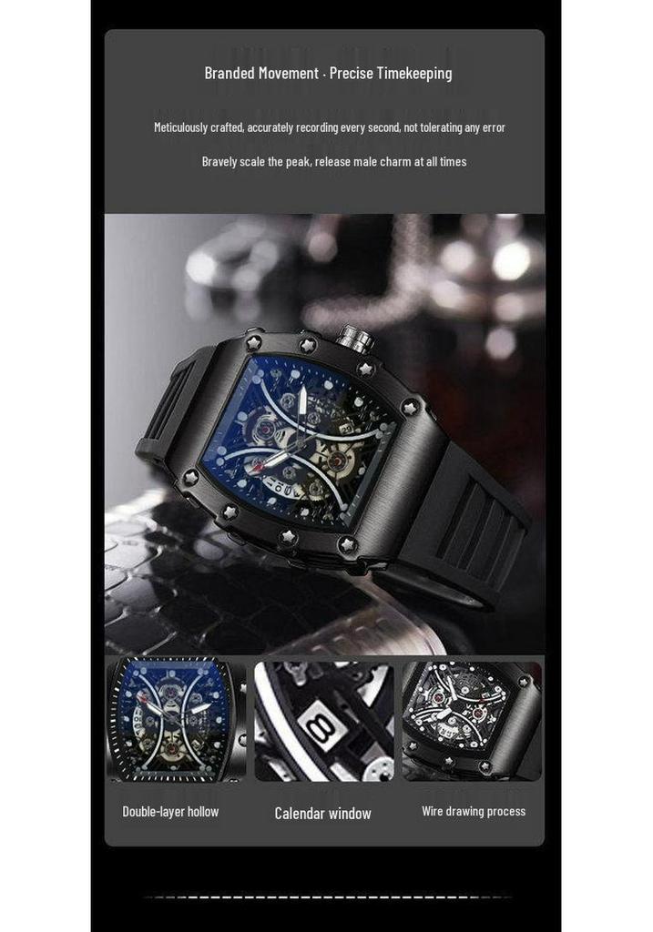 ZIDO Casual Men's Barrel Quartz Skeleton Watch - Luminous & Waterproof