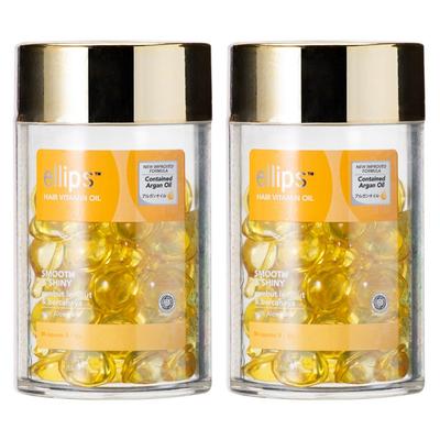 Ellipse Hair Vitamin Smooth & Shiny Aloe Vera + Argan Oil 50 Soft Capsules, 2 Pieces, 50ml