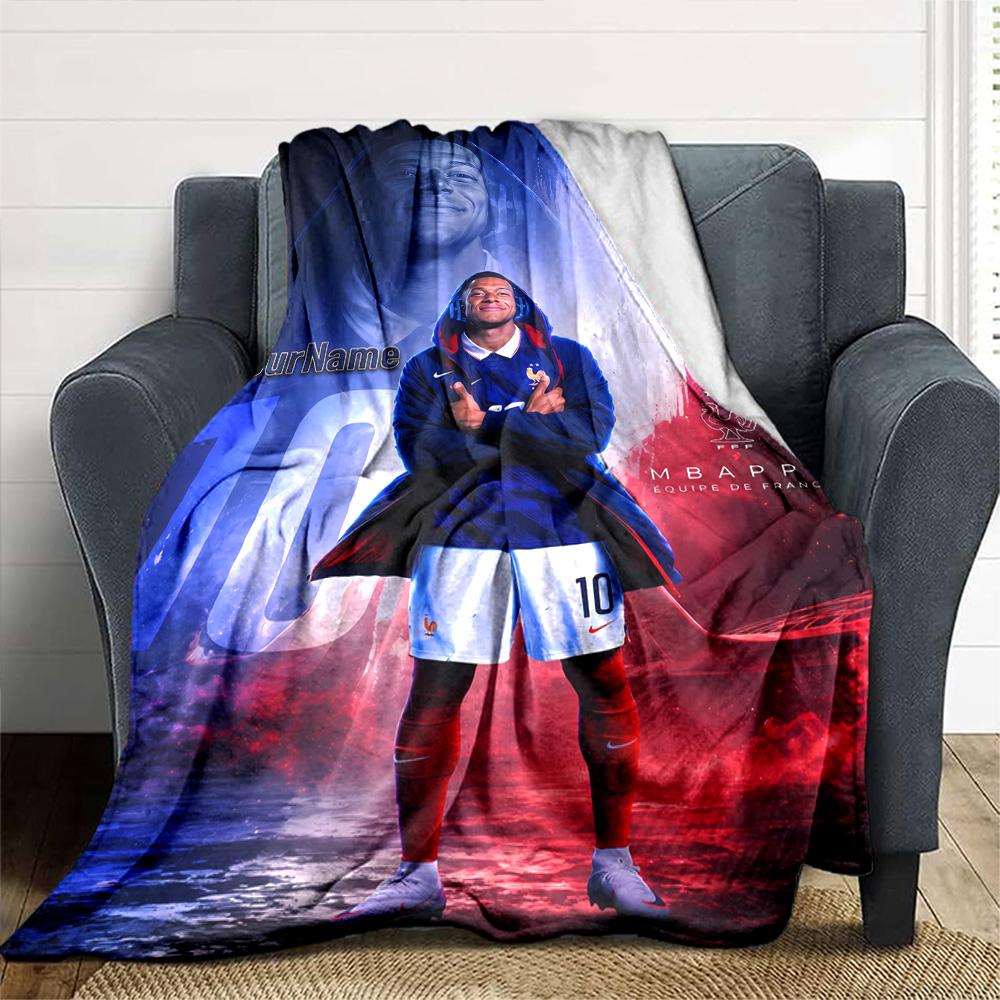Coperta con Nome Personalizzato Mbappe Coperta Leggera Personalizzabile Morbida e Accogliente Adatta per Letto Decorazione Casa Divano Divano Quattro Stagioni Multiuso