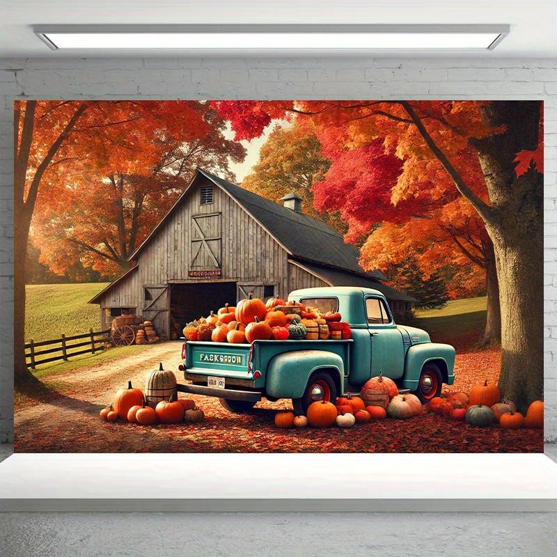 2D plane 1 piece of vintage autumn harvest truck background suitable for home office and outdoor use