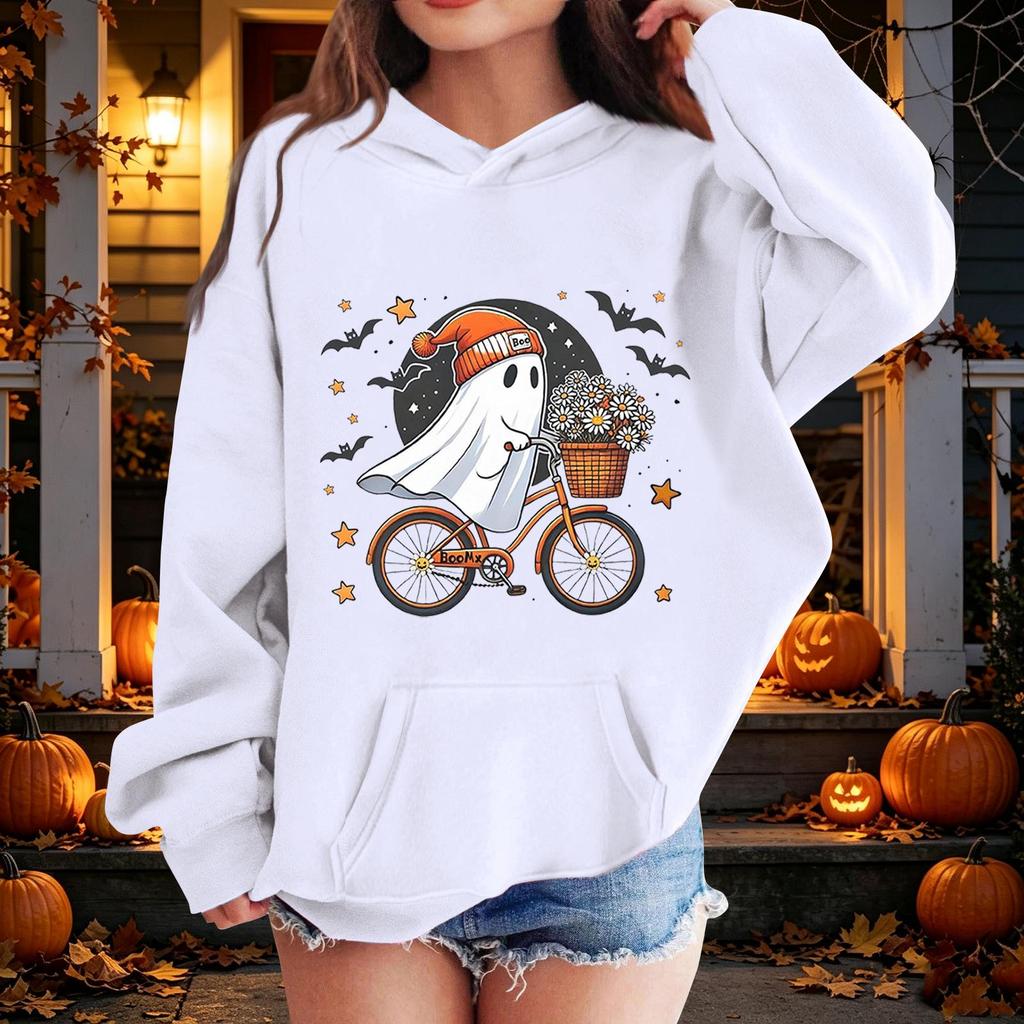 Kids Halloween Printed Hoodie, Loose Fit Casual Pullover for Boys Girls