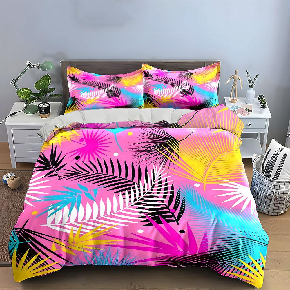 Tropical Pattern Three-Piece Set Exquisite Three-Piece Bedding Set Gift For Kids And Adults