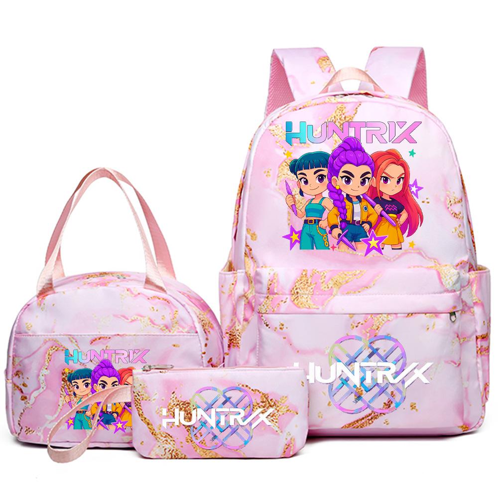 

3Pcs/set Cute K-pop Printed Backpack with Handbag Pencil Case for Teenager Student Girl Boy Bookbag Waterproof Travel Bag Mochila