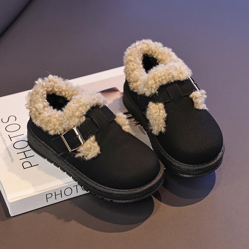 

Children s fleece-lined thickened snow boots, new autumn and winter wool curly cotton boots for older children, boys and girls warm boots 26Inner Length16.7cm чёрный