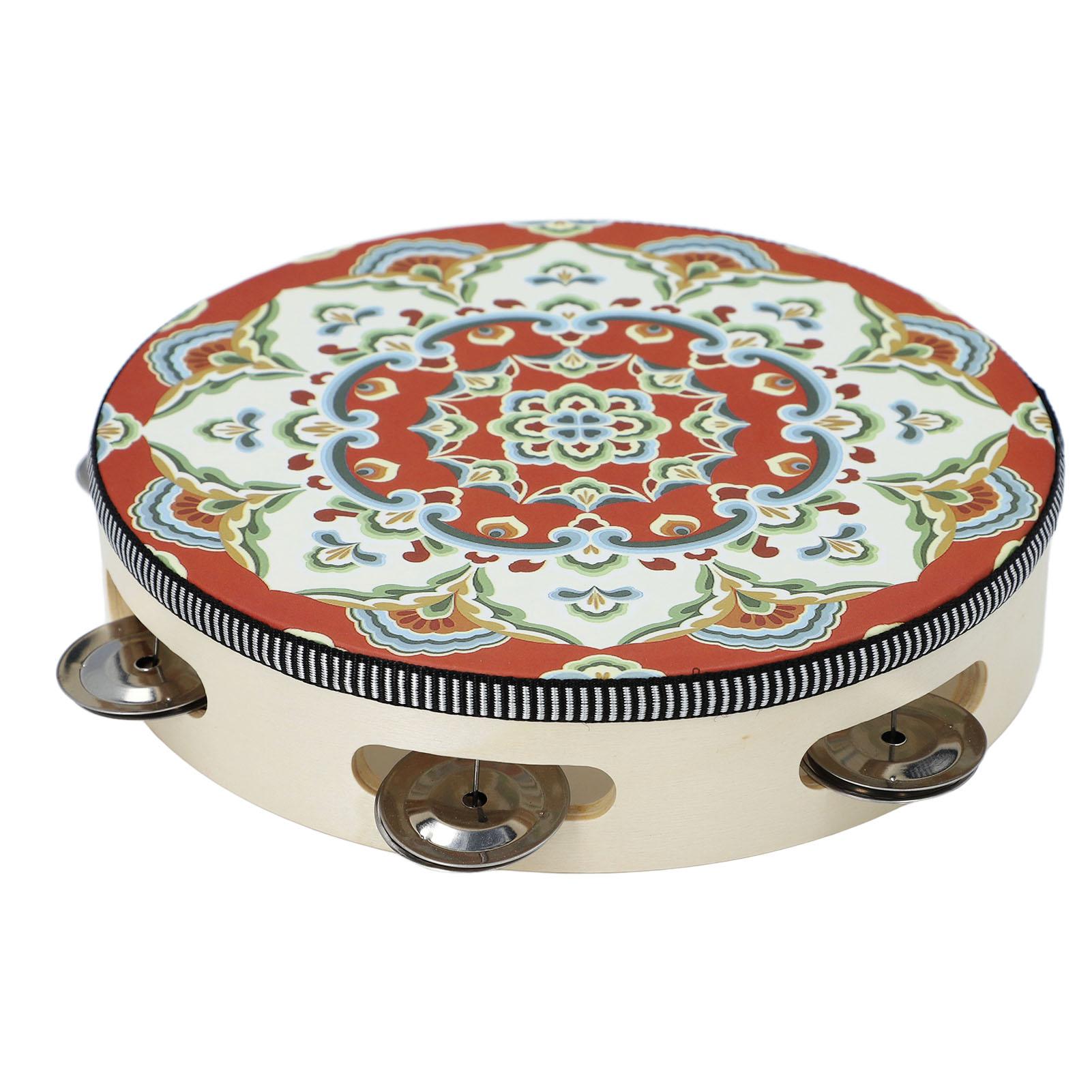 

Tambourine Kids Adults Hand Held Drum Musical Educational Percussion Instrument 8in for KTV Party