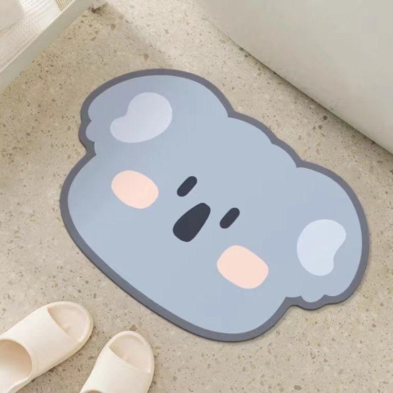 Cartoon Animal Diatom Mud Floor Mat, Quick-Drying Dirt-Resistant Foot Mat At The Bathroom Door, Non-Slip Floor Mat In Household Bathroom