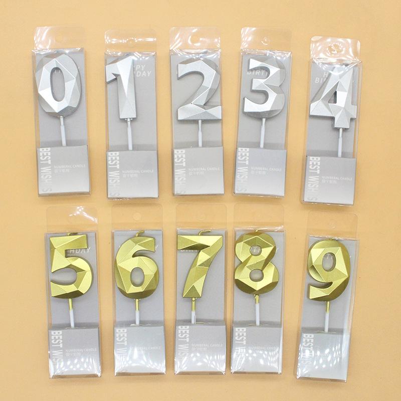 

Свечи для украшения торта на день рождения, позолоченные золотые серебряные яркие, время и пространство, цифровые свечи 0-9 в ПВХ коробке Sample space-time digital black 0-9 mixed package