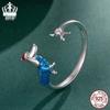 Everle S925 Sterling Silver Dachshund Adjustable Christmas Ring for Women