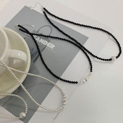 Brushed Cat Eye Necklace with Niche Design, Black Agate Pearl, Light Luxury, High-end Feeling, Collarbone