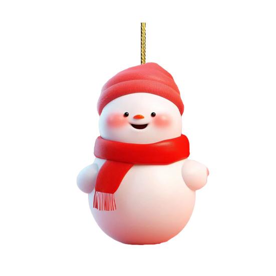 Christmas Ornament 2D Cartoon Snowman Shape Hanging Decoration with Lanyard Festive Atmosphere Christmas Decor