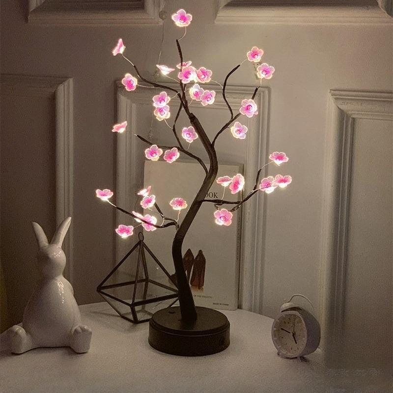 LED Golden Leaf Table Lamp Christmas Tree Fairy Light Night Lights Home DIY Party Wedding Bedroom Decoration Mother's Day Gift