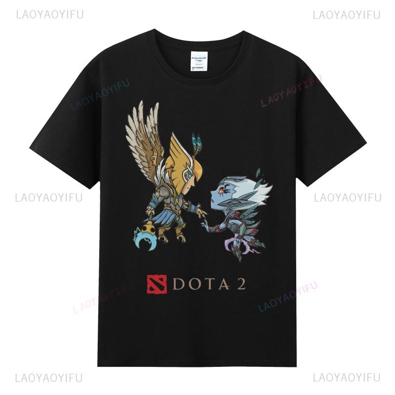 Dota 2 Camiseta Game TShirt Men Woman Cotton Crewneck Vintage Classic Funny Casual Promo Nerd Gamer Streetwear Graphic T Shirts S