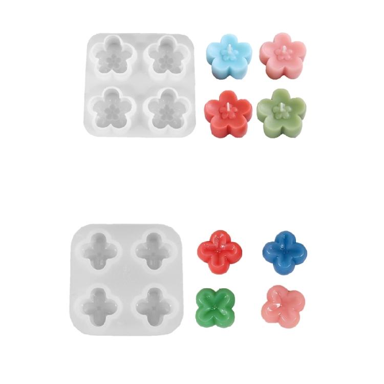 4 Cavities Floral Silicone Candle Molds Easy Demolding Silicone Baking Mould for Candle Soap Chocolate and Resin Casting