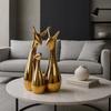 Home Decor Lucky Deer Family | Metallic Golden Finish Ceramic Figurine for Decor - (Set of 3, Golden)