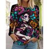Sugar Skull Pattern Womens Long Sleeve Shirt Day of the Dead Shirts Fashion 3D Printed Tops Summer Gothic style Women's Clothing