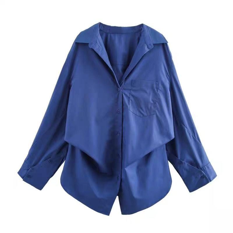 ZA Autumn New Women's Clothing ZR Fashion Wind Export Fashion Stripes Lapel Long Sleeves Shirt 2020458