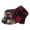 ins European and American foreign trade fashion plaid thermal hat versatile men and women lamb wool bucket hat autumn and winter basin hat plaid