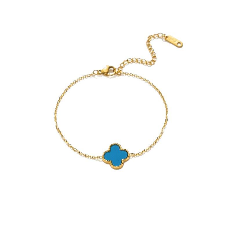 Damska Bransoletka Tytanowa z Koniczyną: Słodka, Niewyblakła Luksusowa z Wzorem Płatków Kwiatów