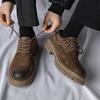 Sapatos de trabalho estilo retrô britânico para atividades ao ar livre, botas de cano baixo para homens, com sola grossa, que aumentam a altura, antiderrapantes, para caminhada