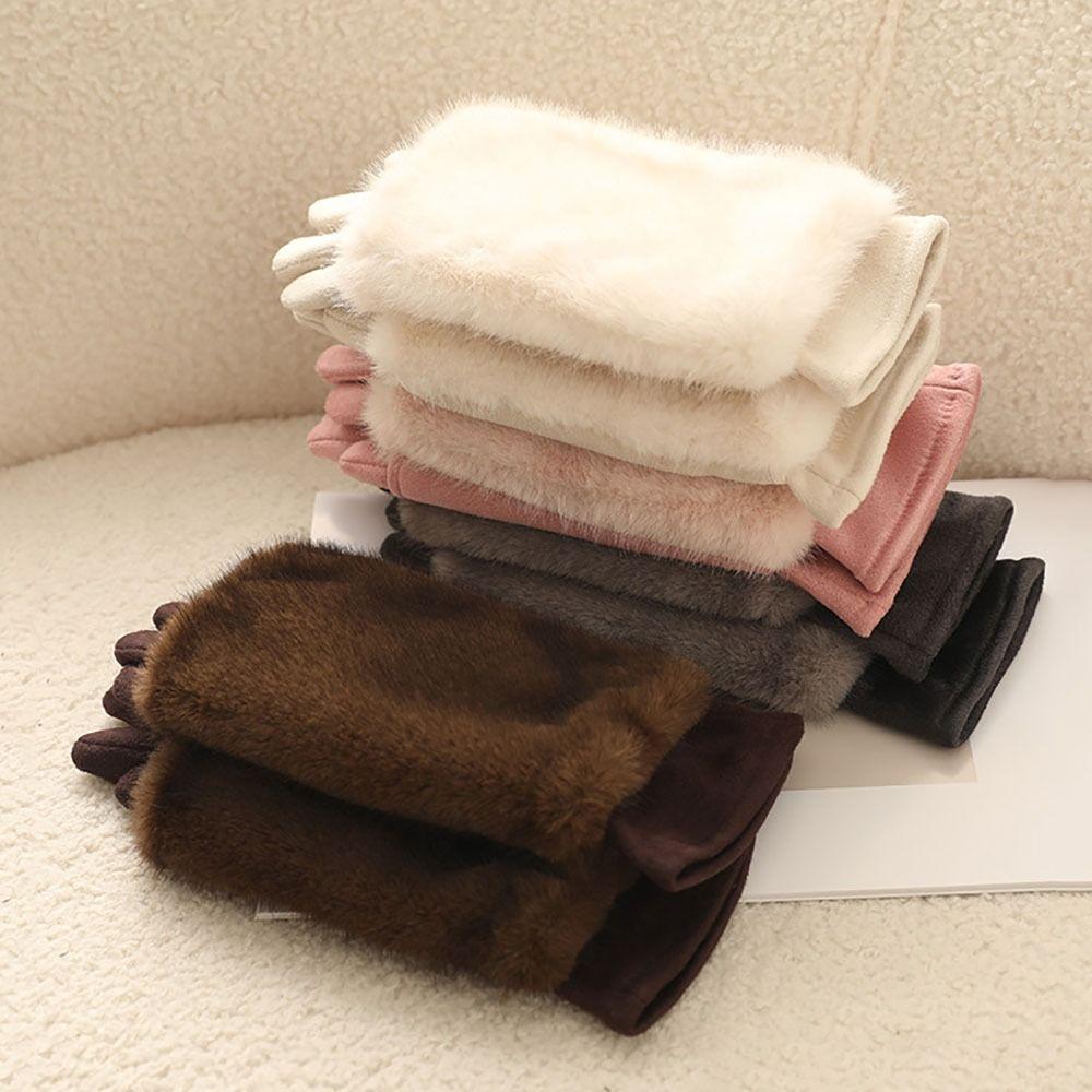 Plush Winter Gloves Suede Skiing Gloves New Full Finger Gloves  Unisex