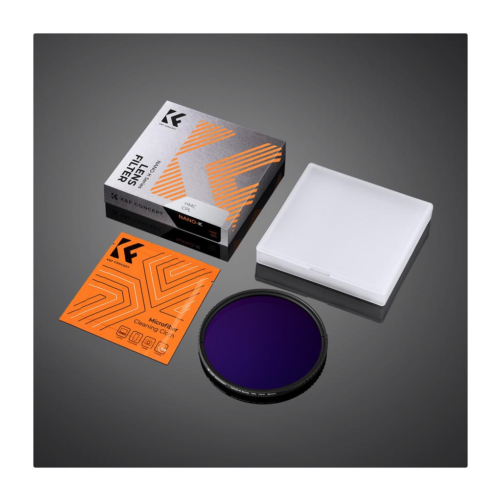 K&F CONCEPT K Series 49-82mm Filters UV/CPL/ND2-400/Black-Mist 1/4 Cap Clean Cloths Camera Lens Filter Set for Nikon Canon Leica