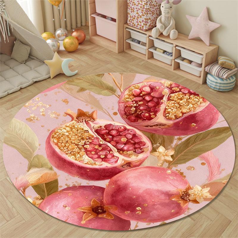 Retro Round Moon Multicolor Carpet, Non-Slip Floor Mat for Dining Room