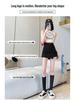 2024 Summer Black Irregular High Waist A-line Skirt with Slimming Ruched Design for Women