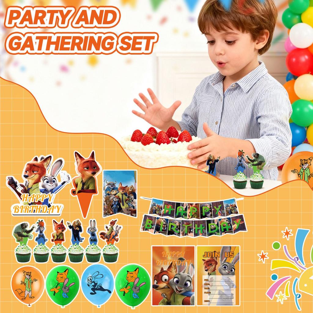 Theme Party Decoration Set, Children's Birthday Party Props, Cartoon Creative Theme Party Celebration Flag Cake Insert