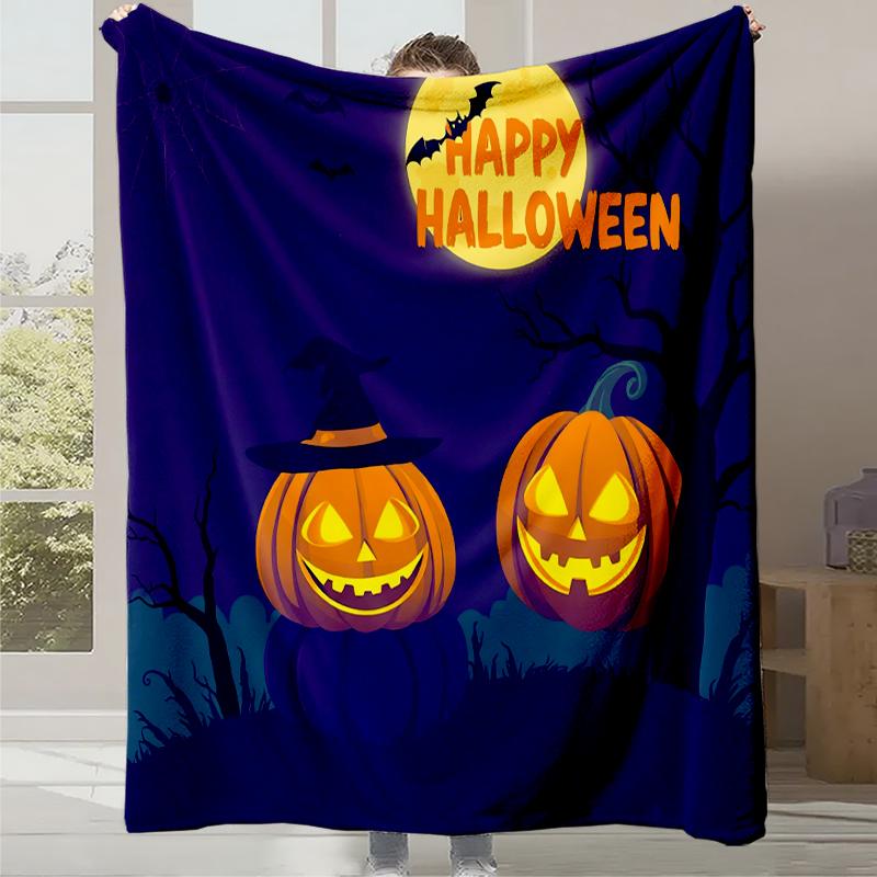 2025 New Cartoon Cute Pumpkin Little Ghost Printed Blanket Autumn and Winter Comfortable Warm Blanket Holiday Gift