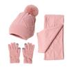 3Pcs/Set Women Winter Hat Scarf Gloves Set Plush Ball Decor Rhombus Texture Knitting Hat