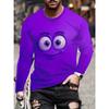 T-shirt da uomo a maniche lunghe con stampa a righe 3D, top da uomo comodo, traspirante e versatile